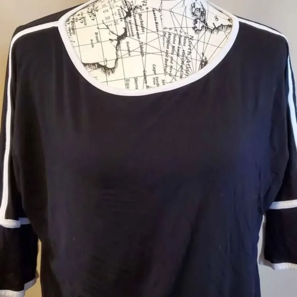 Cable & Gauge Large Ladies Black & White Blouse Top Shirt Ladies 3/4 Sleeve - Picture 2 of 10